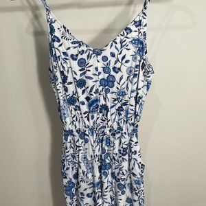 Blue Floral Spaghetti Strap Romper